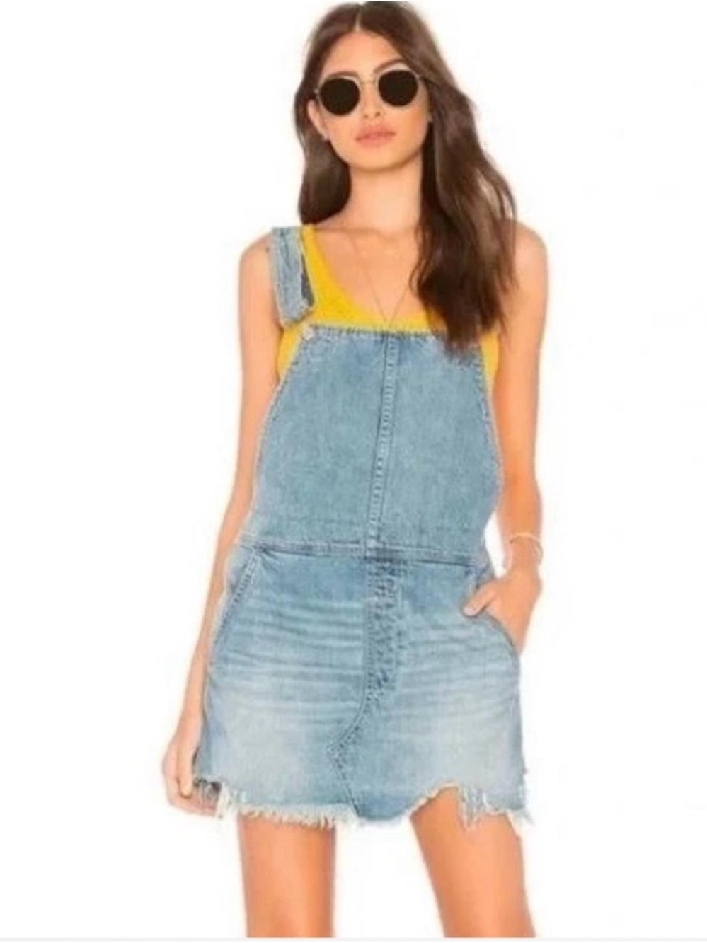 Free People Denim Torn Up Jumper Overall Dress Size 0